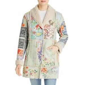 Biya Johnny Was Gigianna Jacket Patchwork Sherpa Faux Suede Women Small